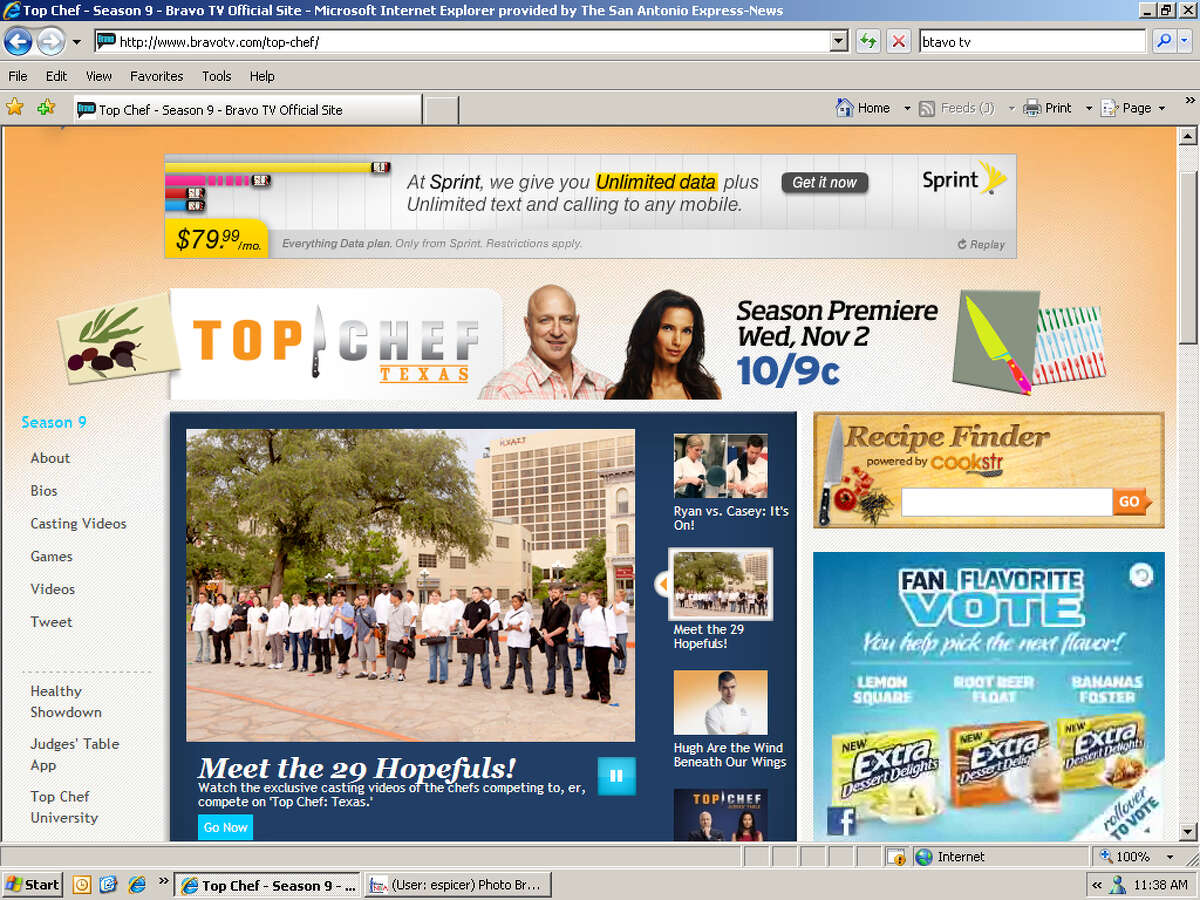 Screen grab of BravoTV.com's Top Chef: Texas page