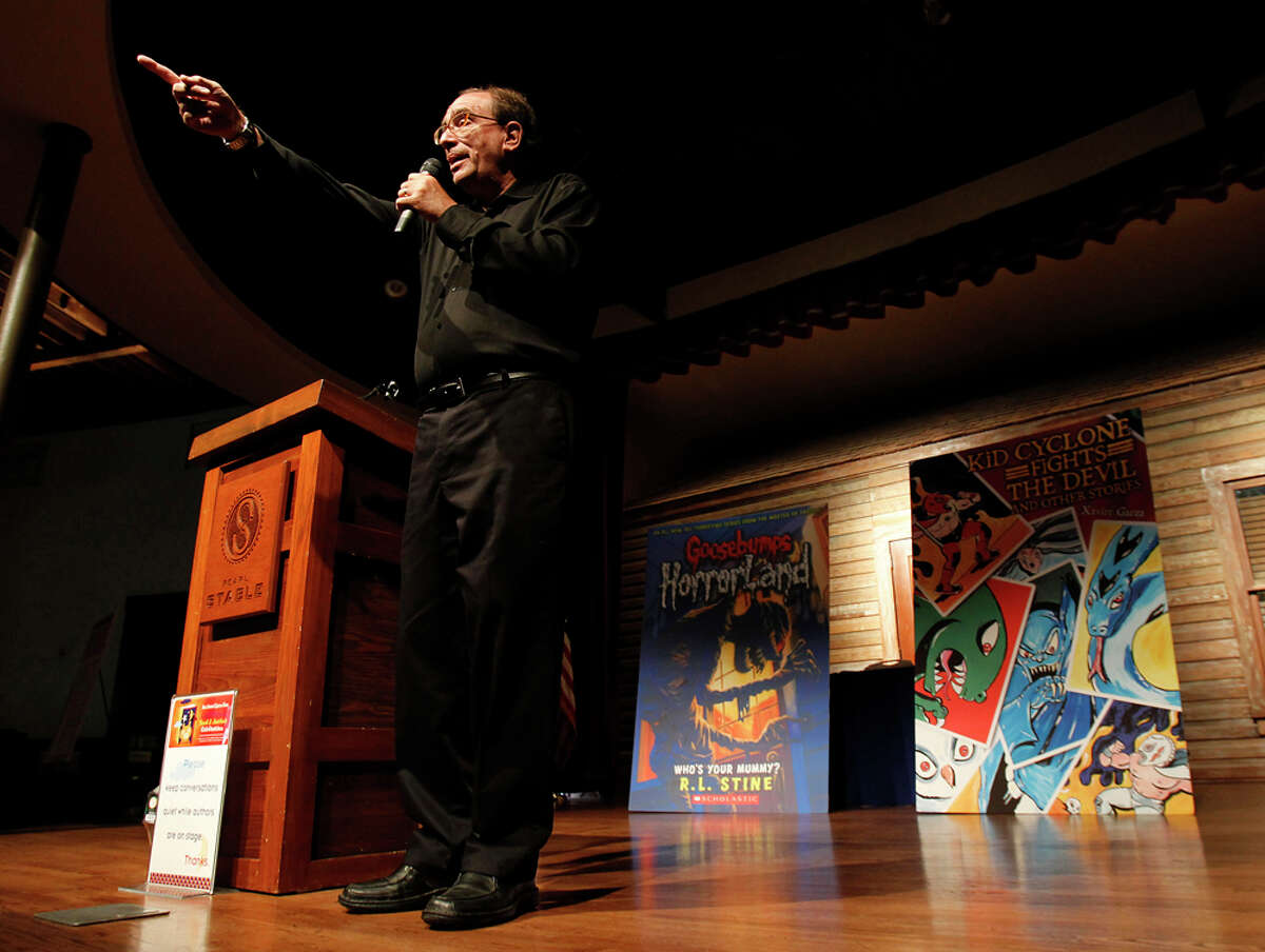 Author R.L. Stine asks for audience participation during the Express-News Children's Book & Author Celebration at Pearl Stable, benefiting the S.A. Public Library Foundation's Born to Read program on Oct. 8, 2011.