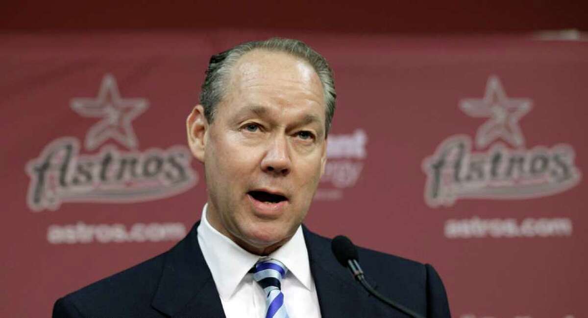 Jim Crane speaks during a news conference to announce a group led by Crane is purchasing the Houston Astros from owner Drayton McLane, pending approval from Major League Baseball, Monday, May 16, 2011, in Houston. (AP Photo/David J. Phillip)