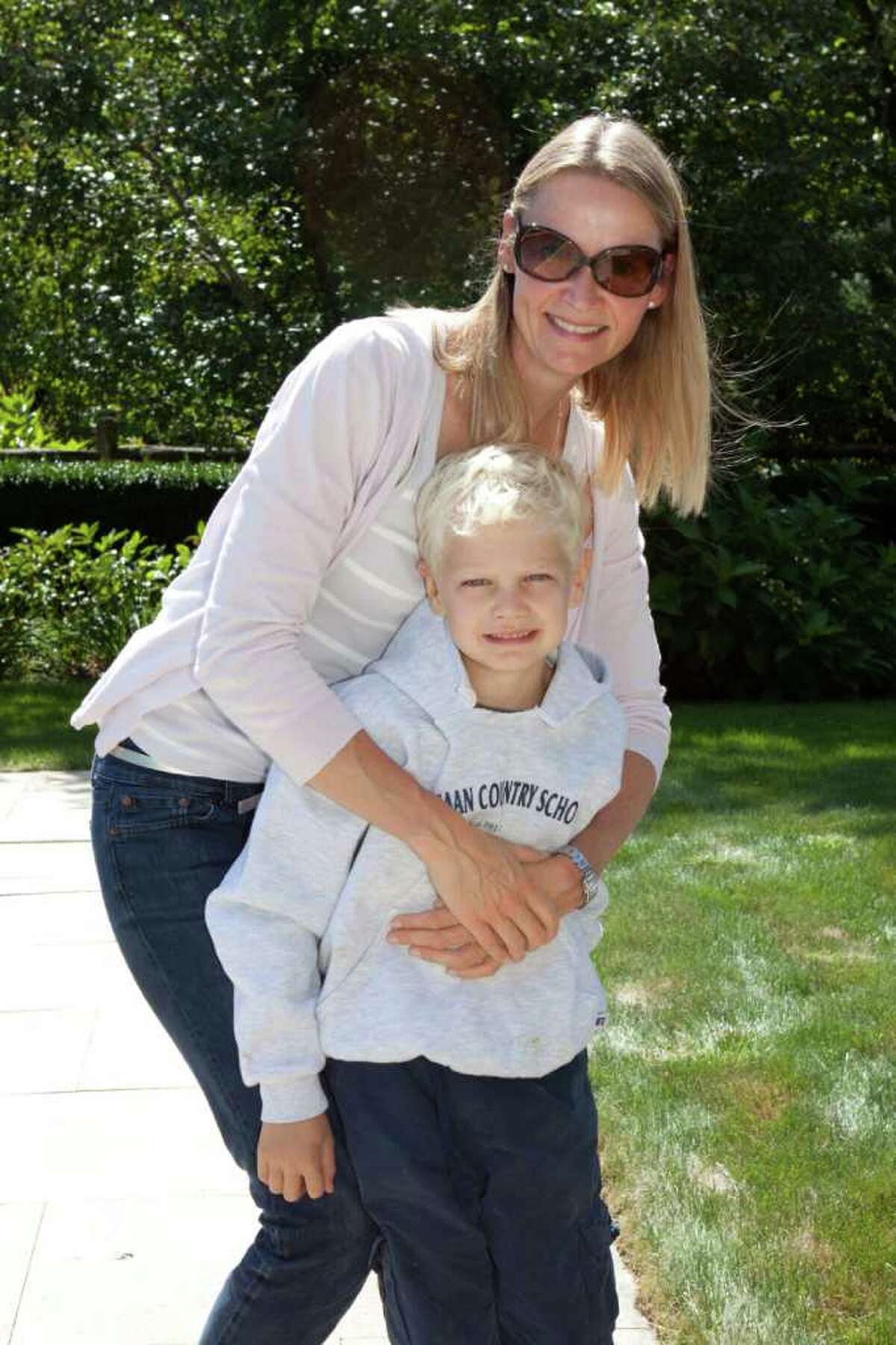 New Canaan residents Olivia English and her son, Miles, at the Food Allergy Initiative of Connecticut's Family Barbeque.