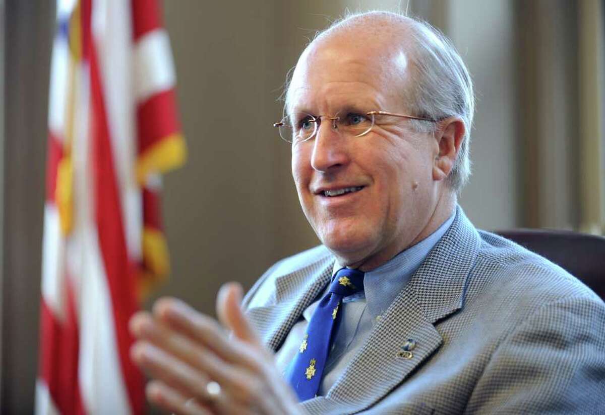 David Walker, former U.S. Comptroller General and founder and CEO of the Comeback America Initiative, talks about his plans for the Bridgeport-based think tank at his State Street office.