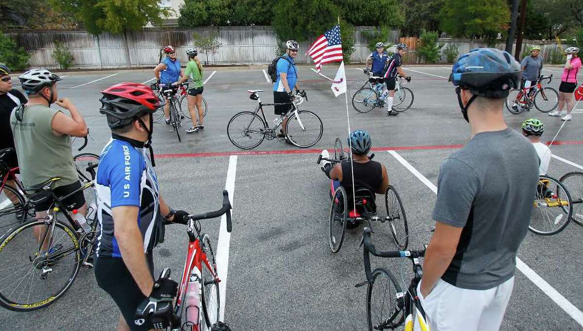 Cyclists prepare to train for the Bike MS ride on upright bikes, handcycles and trikes with Operation Comfort. MICHAEL MILLER / mmiller@express-news.net