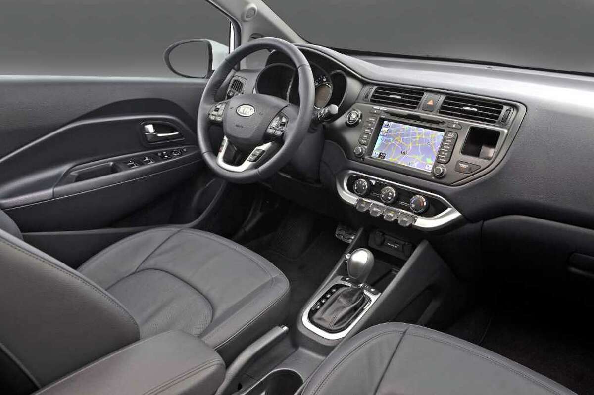 Available amenities for the redesigned 2012 Kia Rio include an in-dash navigation system and a back-up camera. COURTESY OF KIA MOTORS AMERICA