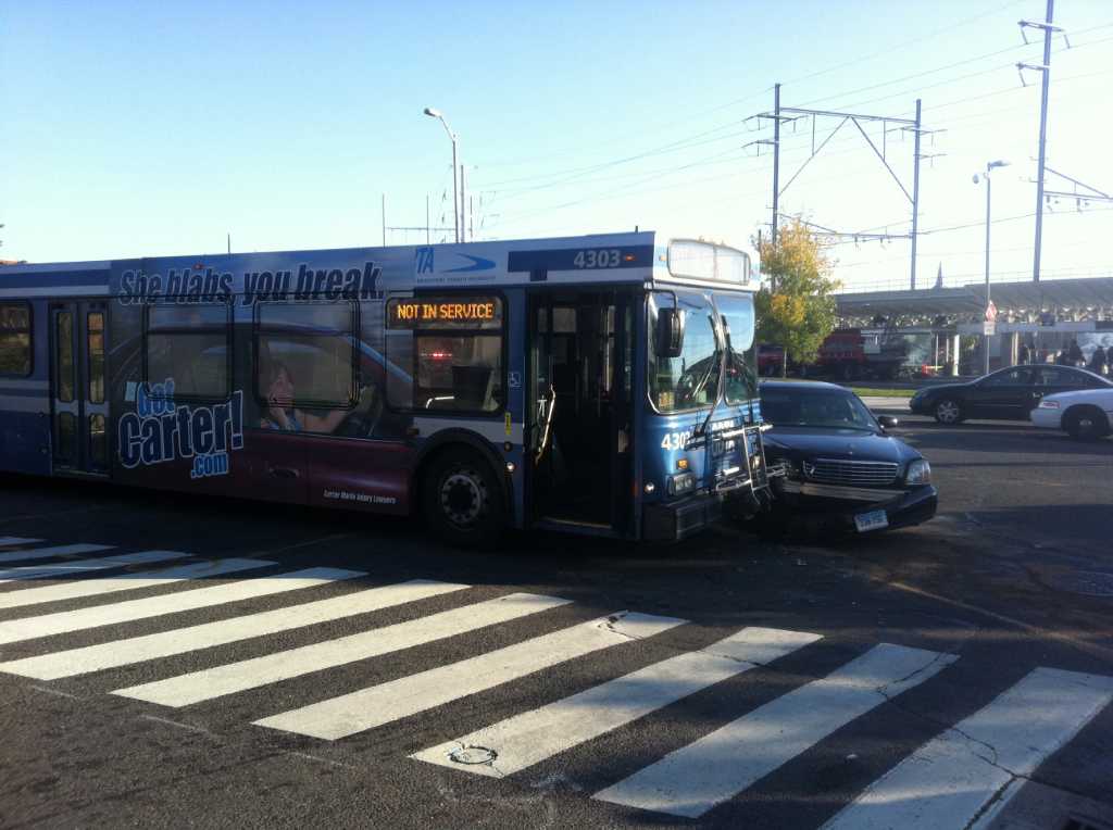 Several injured in bus, car collision
