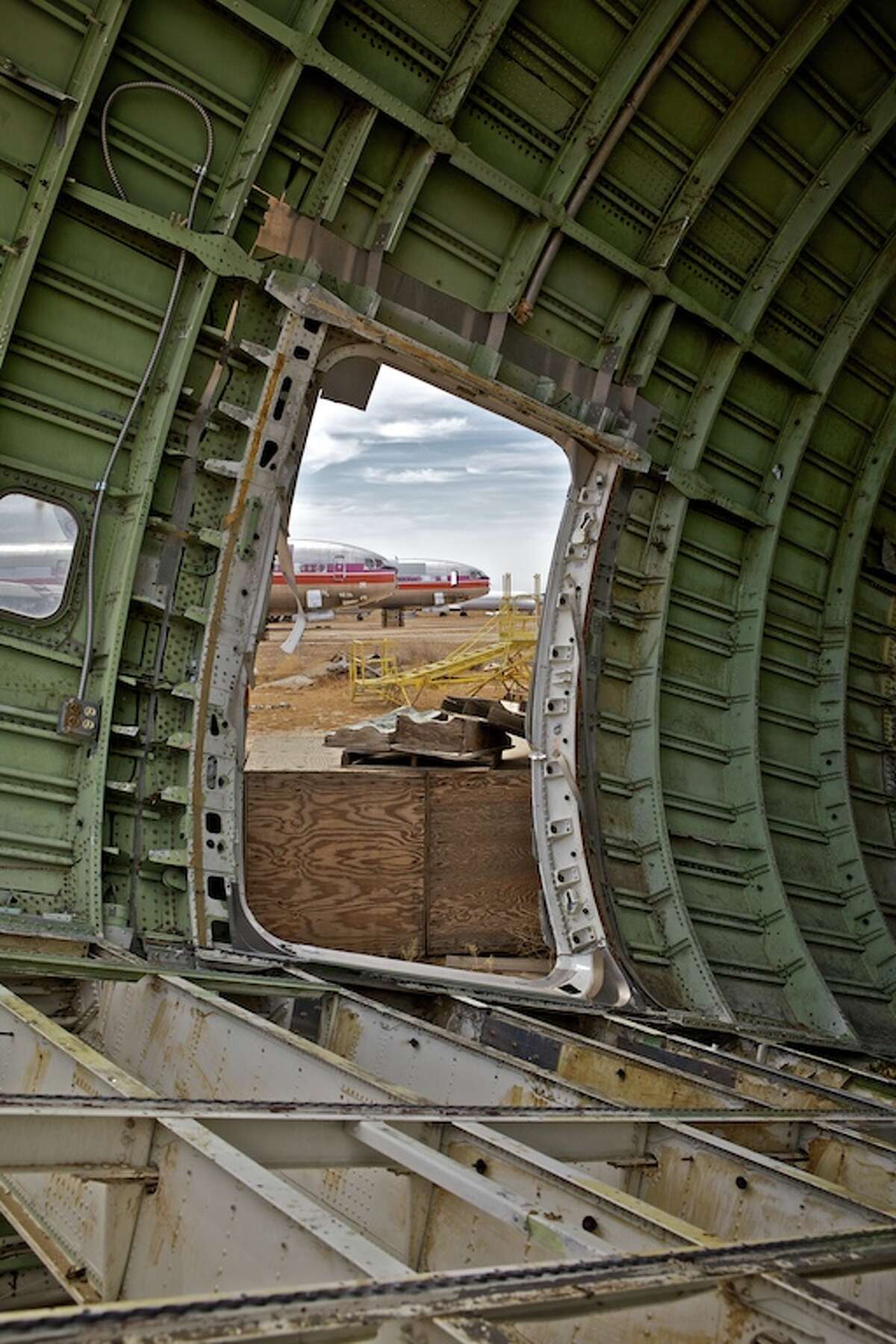 Inside an old airliner at the airplane graveyard near Mojave Air and Space Port, in Mojave, Calif.