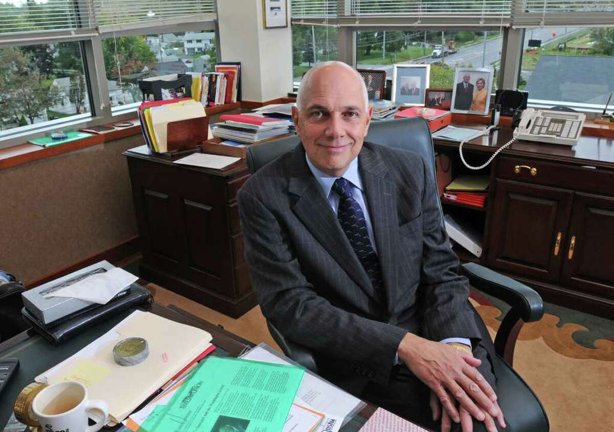 NYSUT president Richard Iannuzzi sits in his office in Latham, NY on September 29, 2009. For Waldman cap profile. (Lori Van Buren / Times Union)