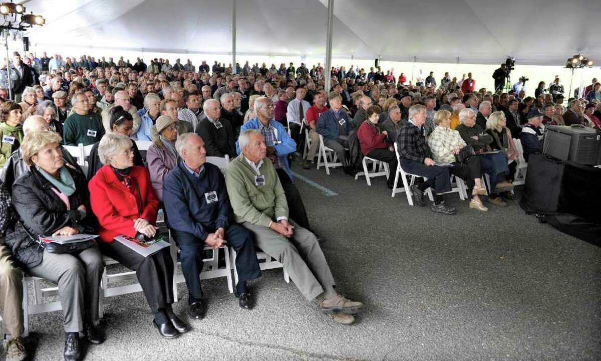 Hundreds of people attended a reunion at GoodRich Optical in Danbury Monday celebrating the Hexagon Project. Photo taken Monday, Oct. 24, 2011.