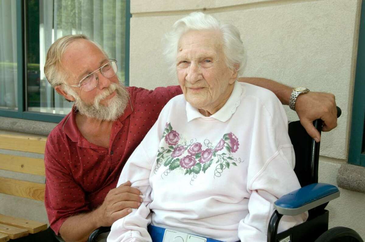 Carol Kaliff/staff photographer. Florence Kracen, 101 of New Milford with her son John Kracen, 62 of Bridgewater.