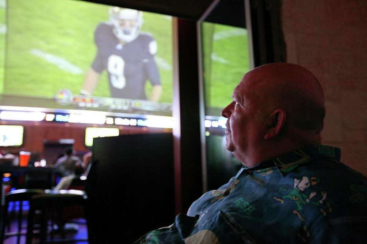 Nils Rockne, the grandson of Knute Rockne, watches Notre Dame play USC on Oct. 22 at High Velocity Sports Bar at the JW Marriott San Antonio Hill Country Resort & Spa. Rockne moved to San Antonio two years ago to escape Dallas’ fast pace.