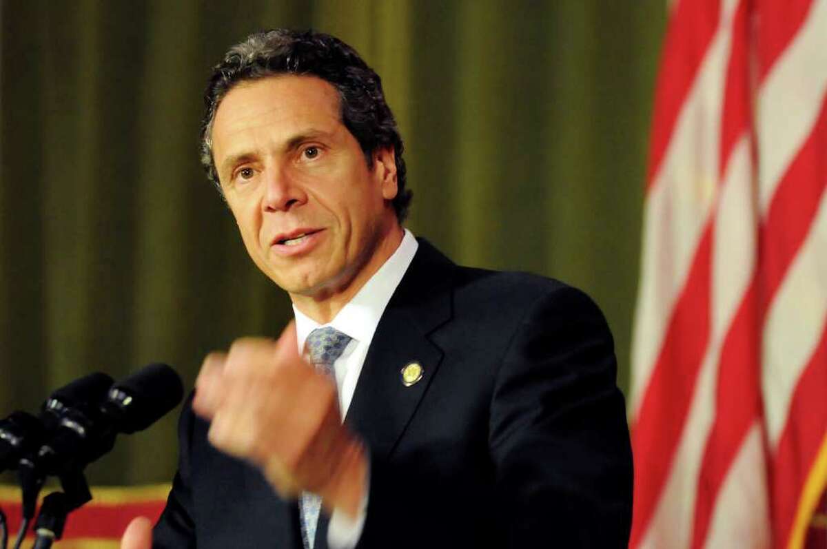 Gov. Andrew Cuomo speaks before signing a bill to give autistic patients access to covered medical care on Tuesday, Nov. 1, 2011, at the Capitol in Albany, N.Y. (Cindy Schultz / Times Union)