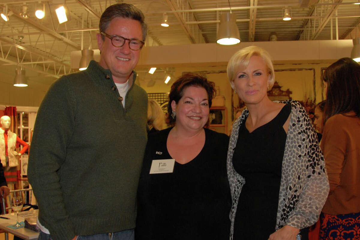 MSNBC Morning Joe co-hosts Joe Scarborough and Mika Brzezinski pose with Patricia Russo, center, president of the Women's Campaign School at Yale, at the Ladies Who Launch benefit at J. McLaughlin in Westport last month. The event raised funds for the center, which supports women running for political office.