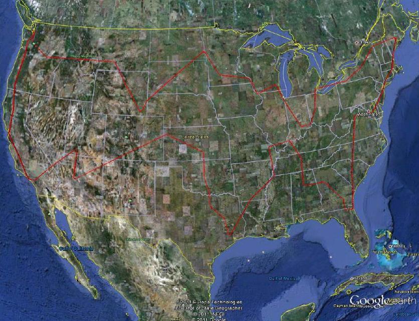 Boeing 747-8 flies over 48 states