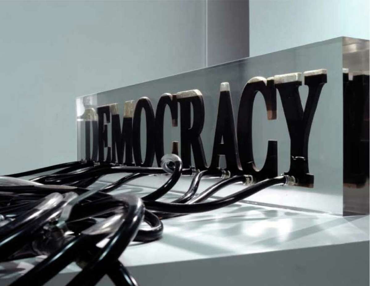 Democracy by Andrei Molodkin ON DISPLAY AT the STATION MUSEUM OF CONTEMPORARY ART