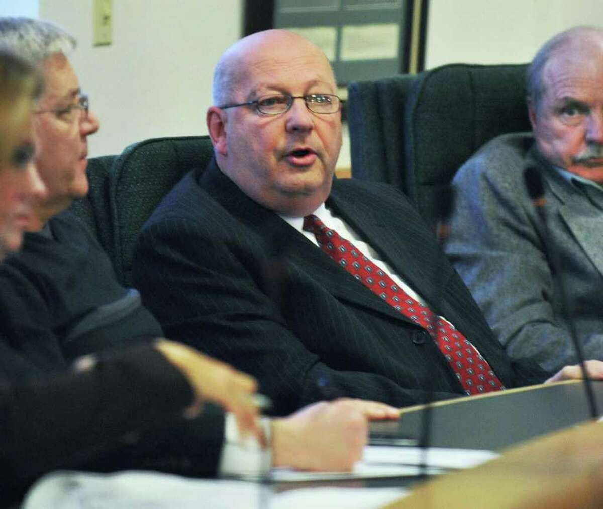 Waterford Supervisor John Lawler, center, during a Saratoga Board of Supervisors' budget workshop session in Ballston Spa Friday Nov. 18, 2011. He stepped down from the board of Saratoga County Prosperity Partnership on Thursday. (John Carl D'Annibale / Times Union)