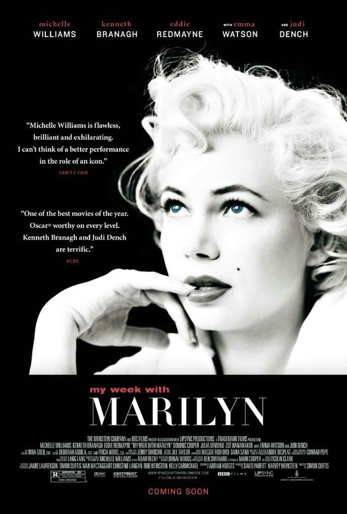 Michelle Williams plays Marilyn Monroe in My Week with Marilyn.