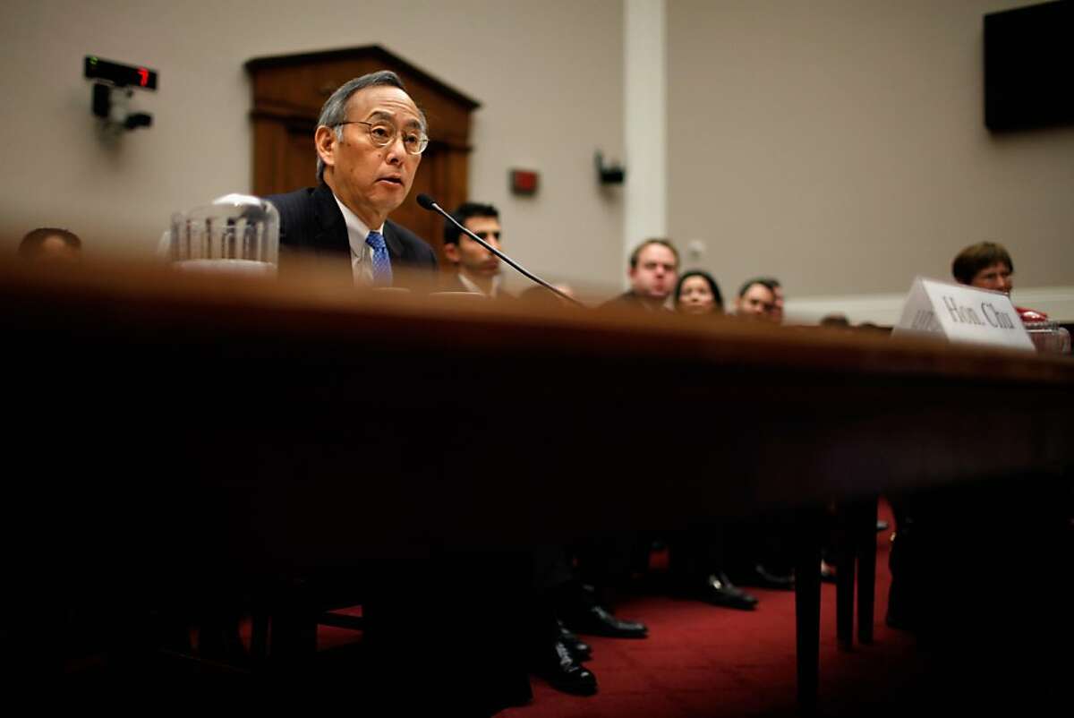 WASHINGTON, DC - NOVEMBER 17: Energy Secretary Steven Chu testifies before the House Energy and Commerce Committee's Oversight and Investigations Subcommittee about the government support for the failed solar panel company Solyndra on Capitol Hill November 17, 2011 in Washington, DC. Chu said "the final decisions on Solyndra were mine." The Energy Department provided the California maker of solar panels with a $535 million loan guarantee and refinancing before it went bankrupt in August 2011. (Photo by Chip Somodevilla/Getty Images)