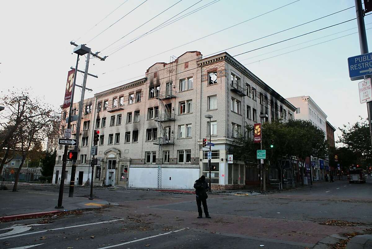 An apartment building on Haste St. at Telegraph Ave., which was home to Cafe Intermezzo, Raleigh's Bar and Grill, and Thai Noodle II on the ground level, burned over the weekend near UC Berkeley in Berkeley, Calif. starting late Friday evening. Structurally unsafe, the immediate area is closed to the public on Monday, November 21, 2011.