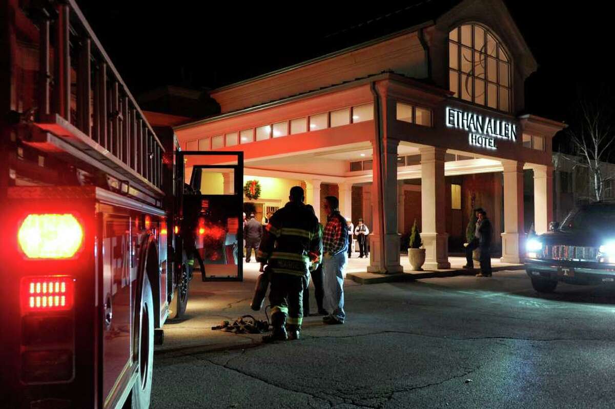 Employees and guests at the Ethan Allen Hotel on Mill Plain Road in Danbury were evacuated Friday night when a carbon monoxide leak was found leaking from one of the hotel's boilers. Photo taken Friday, Nov. 25, 2011.