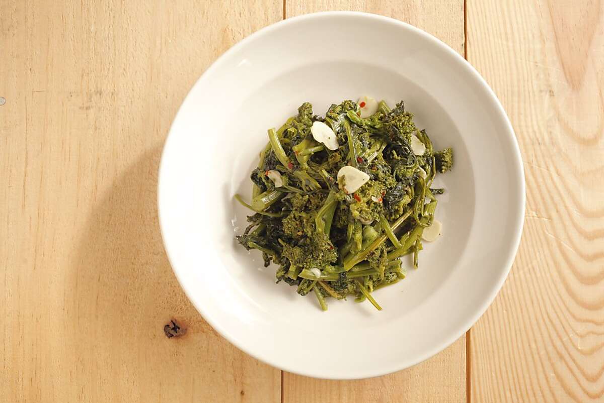 Spicy broccoli rabe with garlic and chiles as seen in San Francisco, California, on November 1, 2011. Food styled by Amanda Gold.
