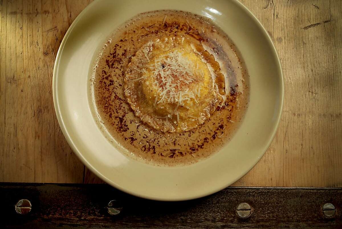 The Farm Egg Raviolo with brown butter at Cotogna Restaurant in San Francisco, Calif., is seen on June 9th, 2011.