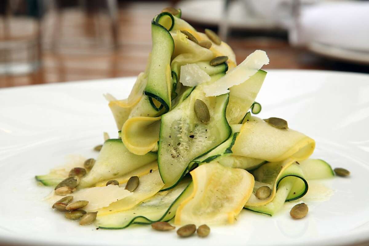 The Zucchini salad comes sprinkled with toasted pumpkin seeds and lemon at Bar Bocce.
