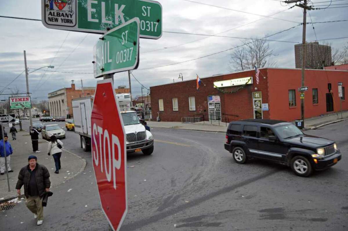 A fatal hit and run occurred at the intersection of Quail Street and Elk Street early Saturday morning, seen here on Monday Nov. 28, 2011 in Albany, NY. A 19 year old suspect turned himself in to authorities on Monday. The victim was a 29 year old College of Saint Rose student. (Philip Kamrass / Times Union )