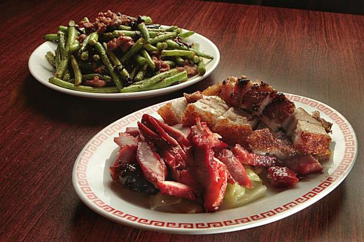 The B.B.Q. combo with the sauteed String Beans at Khanh Huong Chinese BBQ restaurant in Alameda, Calif., is seen on Saturday February 12th, 2011.
