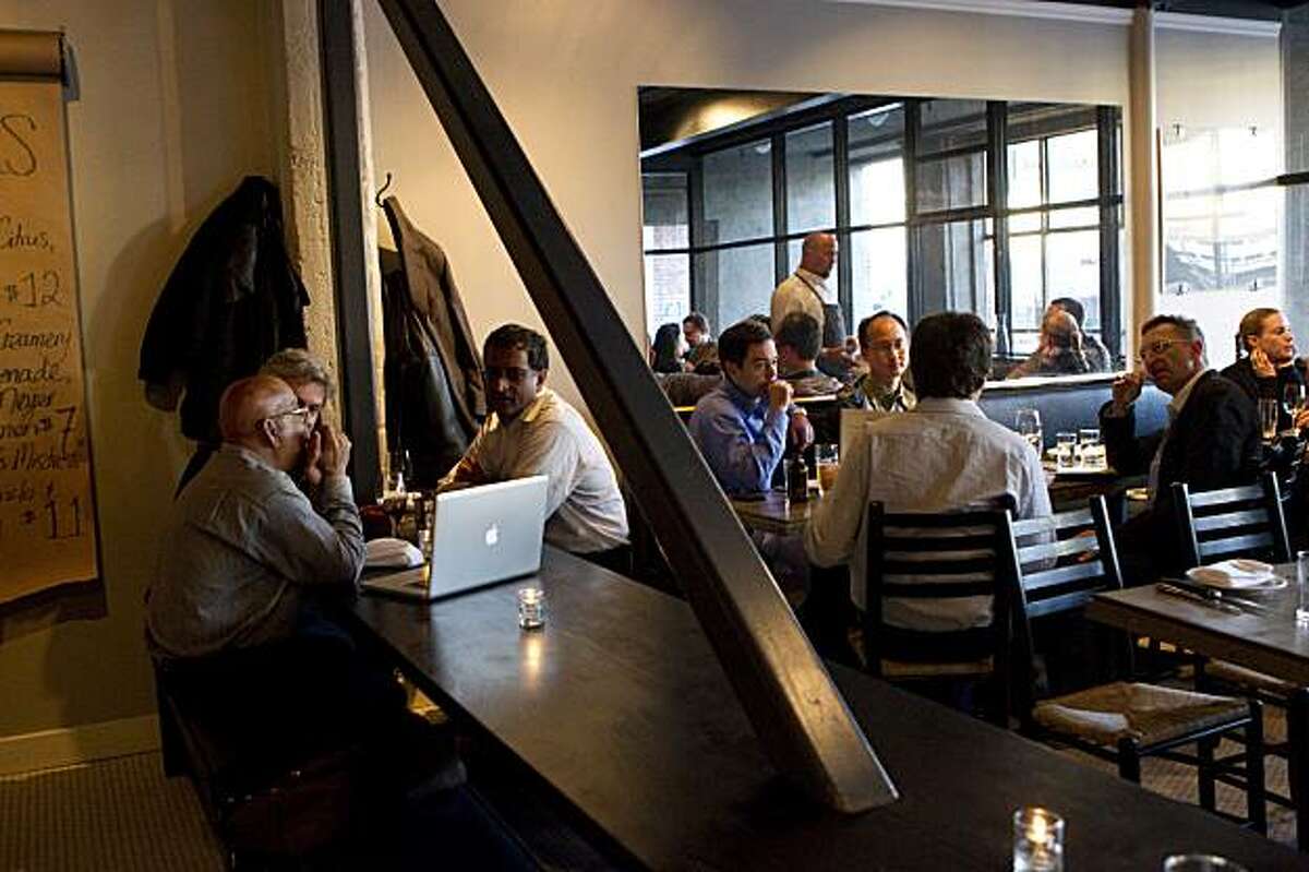 The interior of Marlowe features a long table that runs much of the length of the restaurant in San Francisco, Calif., on April 5, 2010.