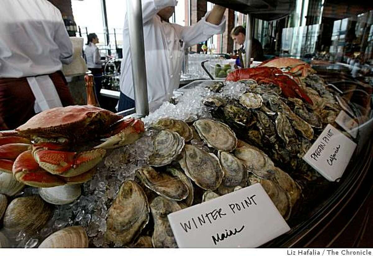 A choice of oysters at Waterbar at the Embarcadero in San Francisco, California, on Thursday, February 4, 2009.