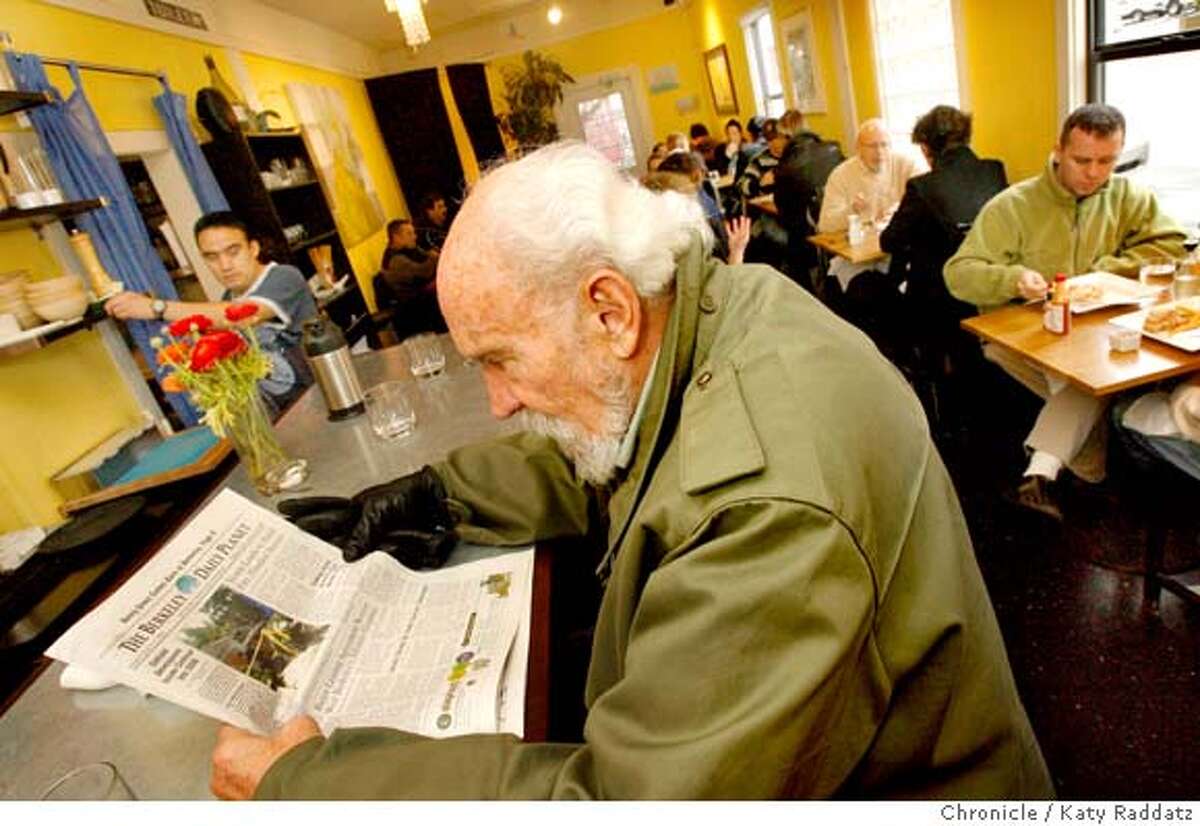 BARGAINBITE17 The name of the restaurant is the same as the address of the restaurant: 900 Grayson. Ron Penndorf, a regular, reads The Berkeley Daily Planet at the counter. These pictures were made in Berkeley, CA. on Tuesday, Jan. 8, 2008. KATY RADDATZ/The Chronicle