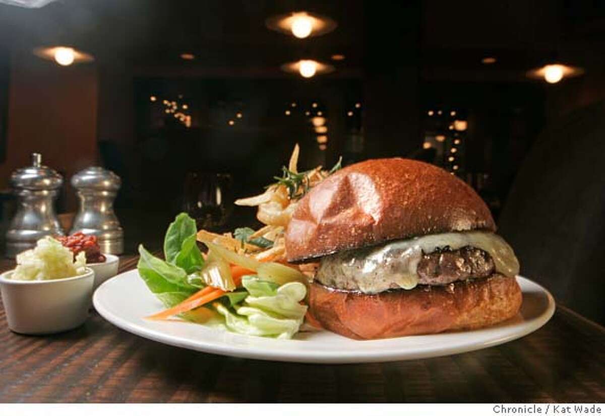 �D.11AVA_012_KW.jpg A hamburger as served at Ava restaurant owned by Dan and Holly Baker (NOT PICTURED) in San Anselmo on Wednesday February 21, 2007. Kat Wade/The Chronicle Mandatory Credit for San Francisco Chronicle and photographer, Kat Wade, No Sales Mags out