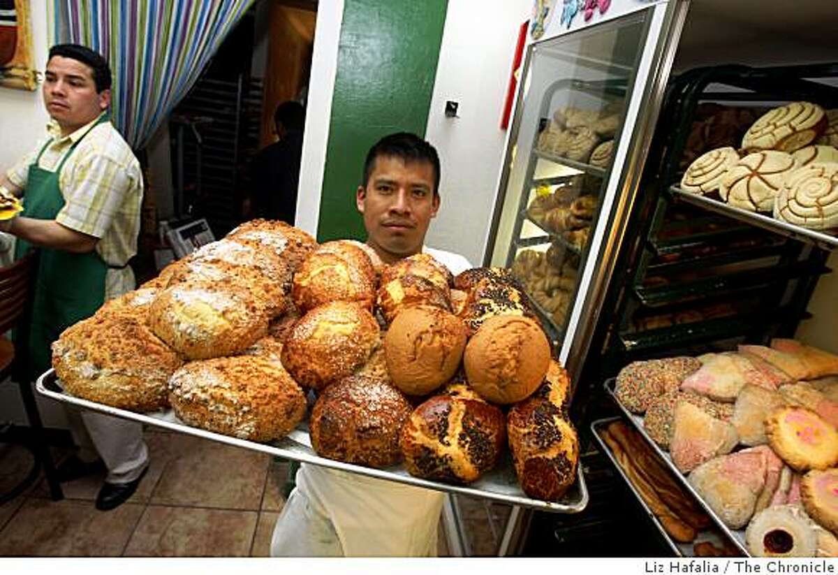 Baker Vicente Martinez with his freshly baked pan dulces at La Oaxaquena--2128 Mission St.--in San Francisco, Calif., on Wednesday, March 25, 2009.