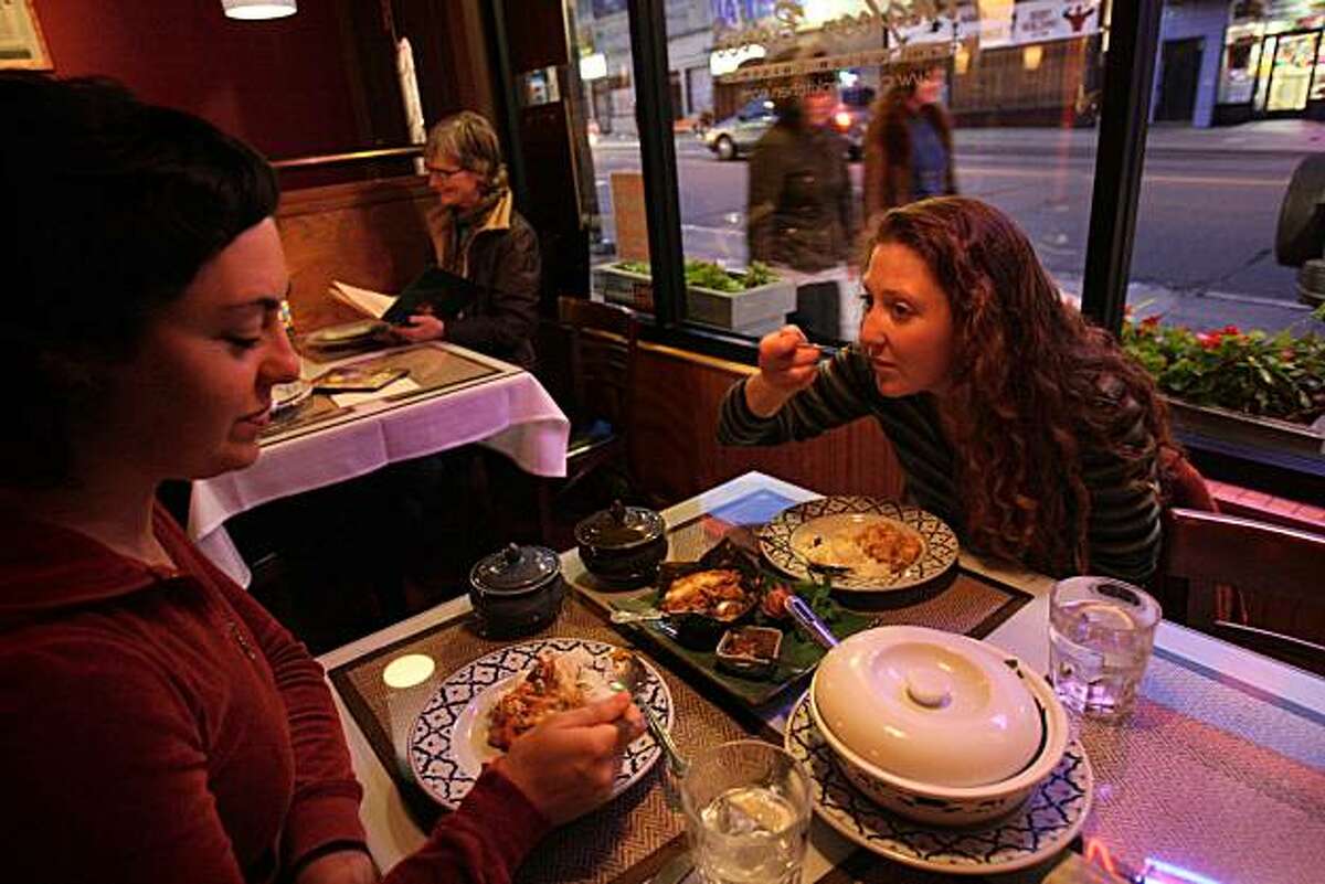 Diana Smith (left) and Kate Nichols dine at Angkor Borei, a Mission District Cambodian restaurant in San Francisco, Calif., on Friday, May 30, 2008.