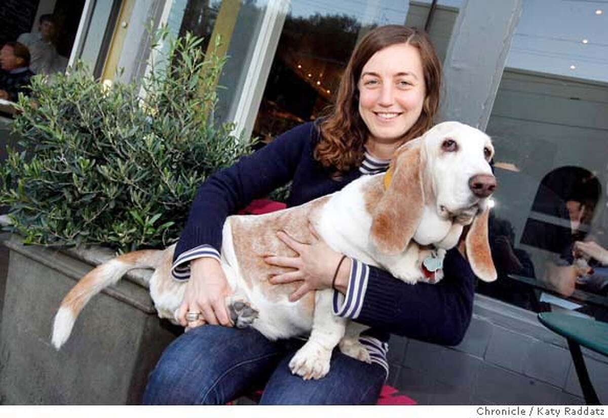 Owner Jessica Bonecutter and her beloved dog, Jules, for whom the restaurant is named, outside Bar Jules, a small restaurant in Hayes Valley, in San Francisco, Calif. on Thursday, April 10, 2008. Photo by Katy Raddatz / San Francisco Chronicle