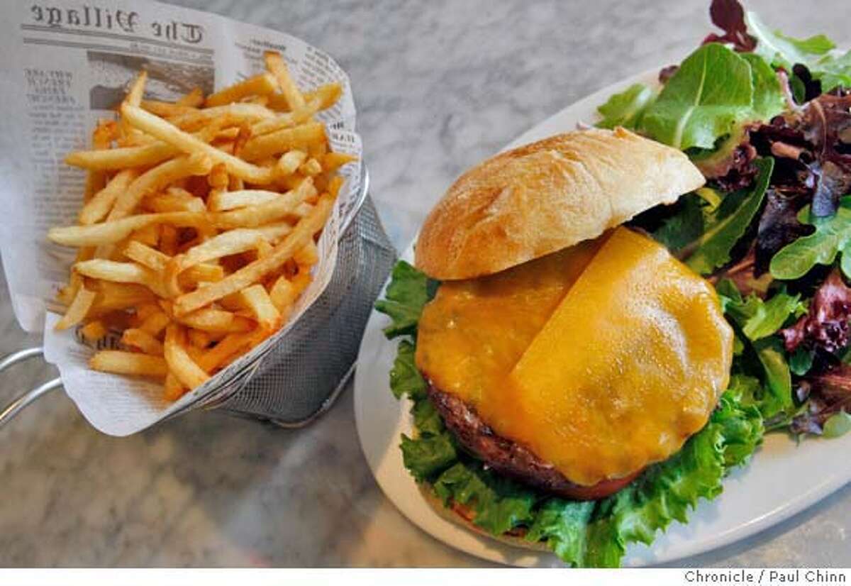 A cheeseburger and basket of french fries is a popular menu item at Bear Naked Burgers in Oakland, Calif., on Saturday, March 1, 2008. Photo by Paul Chinn / San Francisco Chronicle