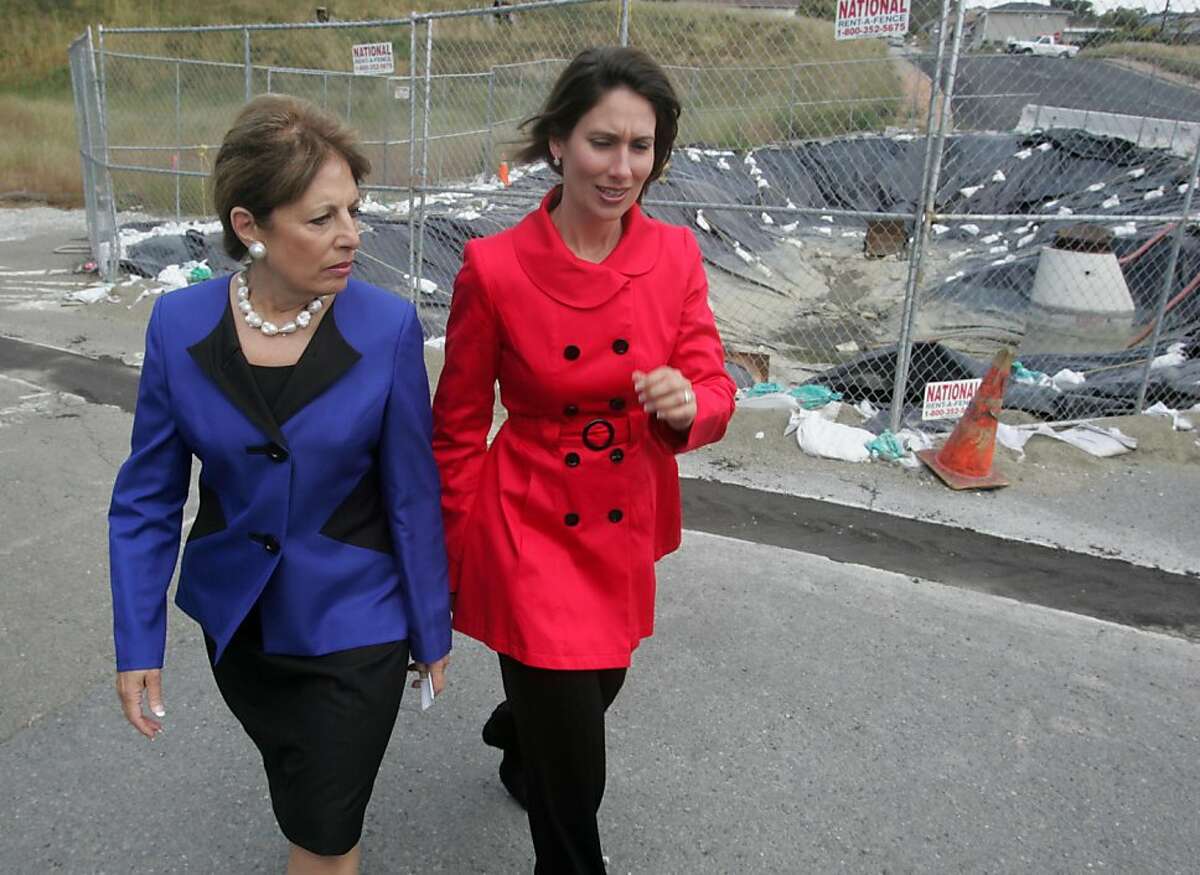 Congresswoman Jackie Speier (D-San Francisco/San Mateo), left, and National Transportation and Safety Board Chairwoman Debra Hersman walk past the site of last September's deadly natural gas explosion on Wednesday, June 8, 2011 in San Bruno, Calif. The two held a news conference earlier on issues related to the blast. Ran on: 06-09-2011 Rep. Jackie Speier (left) and National Transportation and Safety Board Chairwoman Debra Hersman tour the area. Ran on: 06-09-2011 Rep. Jackie Speier (left) and National Transportation and Safety Board Chairwoman Deborah Hersman tour the area.