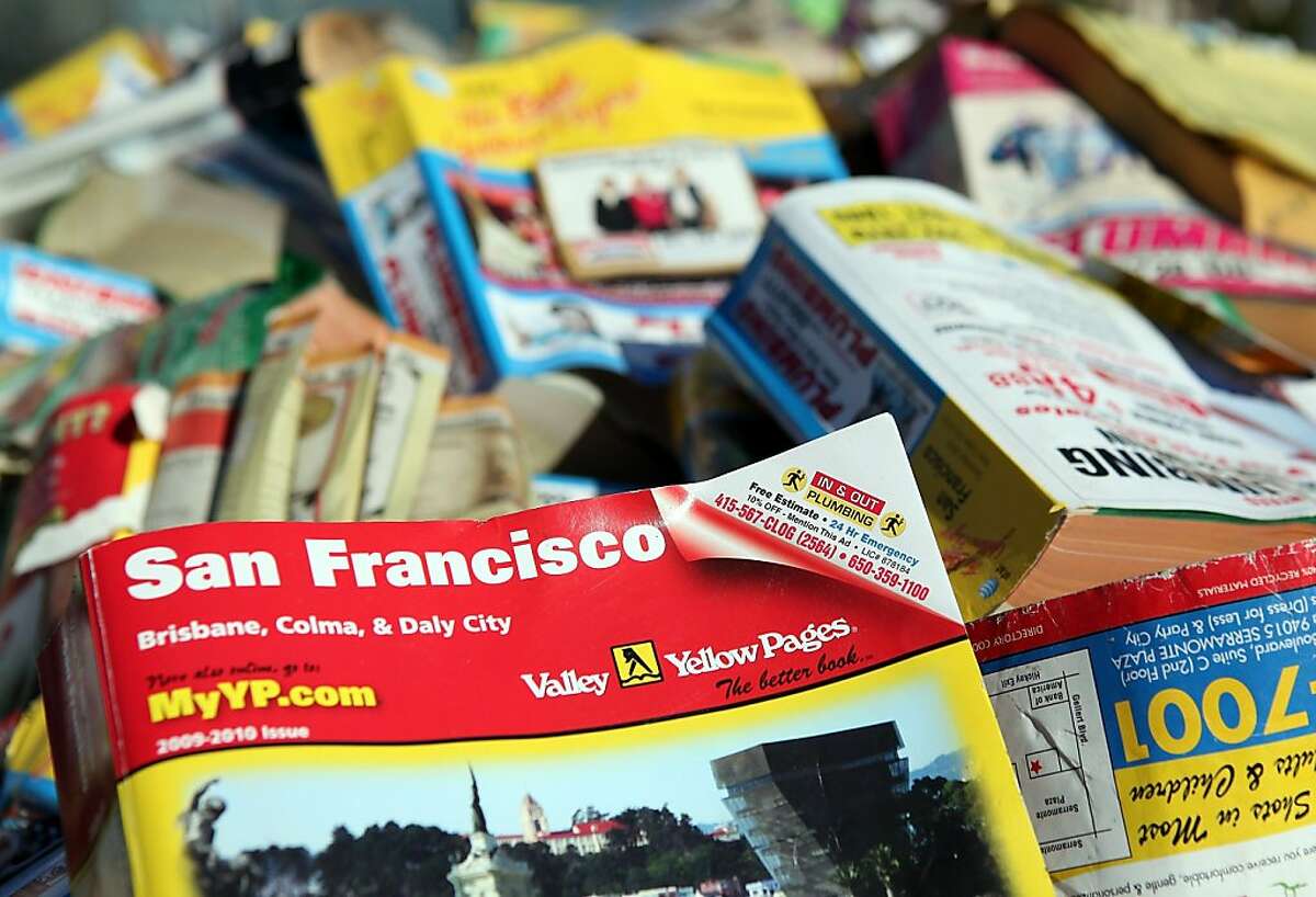 SAN FRANCISCO, CA - FEBRUARY 01: A pile of phone books sitss in the back of a pickup truck during a press conference on February 1, 2011 in San Francisco, California. San Francisco Board of Supervisors President David Chiu plans to introduce proposed legislation that would ban Yellow Pages phone books from being dropped off on the doorsteps of consumer's homes and offices. If the legislation passes, San Francisco would become the first city in the nation to ban unsolicited delivery of phone books. (Photo by Justin Sullivan/Getty Images) Ran on: 02-03-2011 Photo caption Dummy text goes here. Dummy text goes here. Dummy text goes here. Dummy text goes here. Dummy text goes here. Dummy text goes here. Dummy text goes here. Dummy text goes here.###Photo: letters03_phonebook_PH1296432000Getty Images North America###Live Caption:SAN FRANCISCO, CA - FEBRUARY 01: A pile of phone books sitss in the back of a pickup truck during a press conference on February 1, 2011 in San Francisco, California. San Francisco Board of Supervisors President David Chiu plans to introduce proposed legislation that would ban Yellow Pages phone books from being dropped off on the doorsteps of consumer's homes and offices. If the legislation passes, San Francisco would become the first city in the nation to ban unsolicited delivery of phone books.###Caption History:SAN FRANCISCO, CA - FEBRUARY 01: A pile of phone books sitss in the back of a pickup truck during a press conference on February 1, 2011 in San Francisco, California. San Francisco Board of Supervisors President David Chiu plans to introduce proposed legislation that would ban Yellow Pages phone books from being dropped off on the doorsteps of consumer's homes...