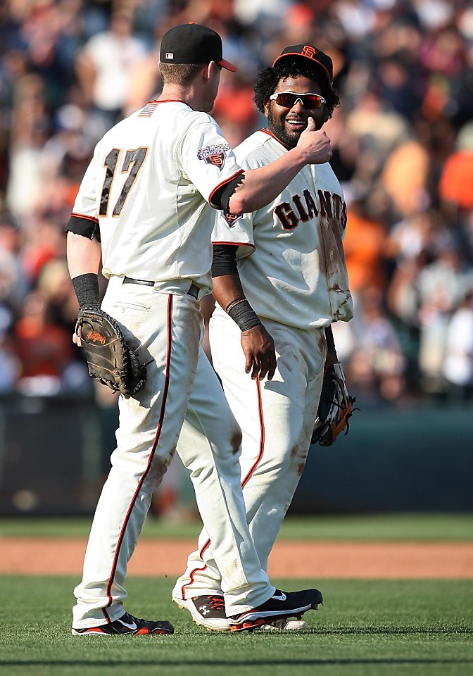 Giants' 3rd baseman Pablo Sandoval hits a homerun in the 1st inning of game  1 of the NLCS at AT&T Park on Sunday, Oct. 14, 2012 in San Francisco,  Calif. (Michael Macor/San