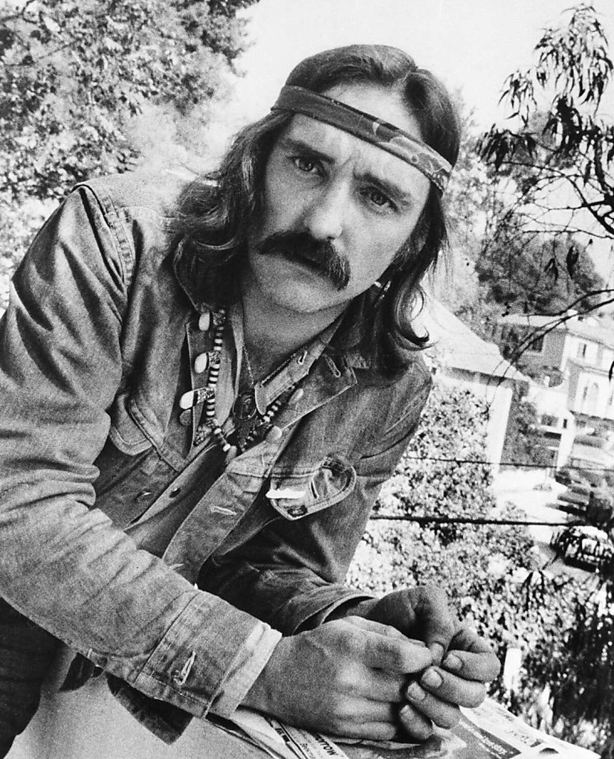FILE - In a Oct. 1971 file photo, director-actor Dennis Hopper poses in Hollywood, Ca. Hopper, the Hollywood actor-director whose memorable career included the 1969 smash "Easy Rider," died Saturday, May 29, 2010 at his Venice, Calif. home. He was 74. (AP Photo, File) Ran on: 05-30-2010 Two years after Easy Rider, Mr. Hopper looked as if he was still on the set of his best-known film.