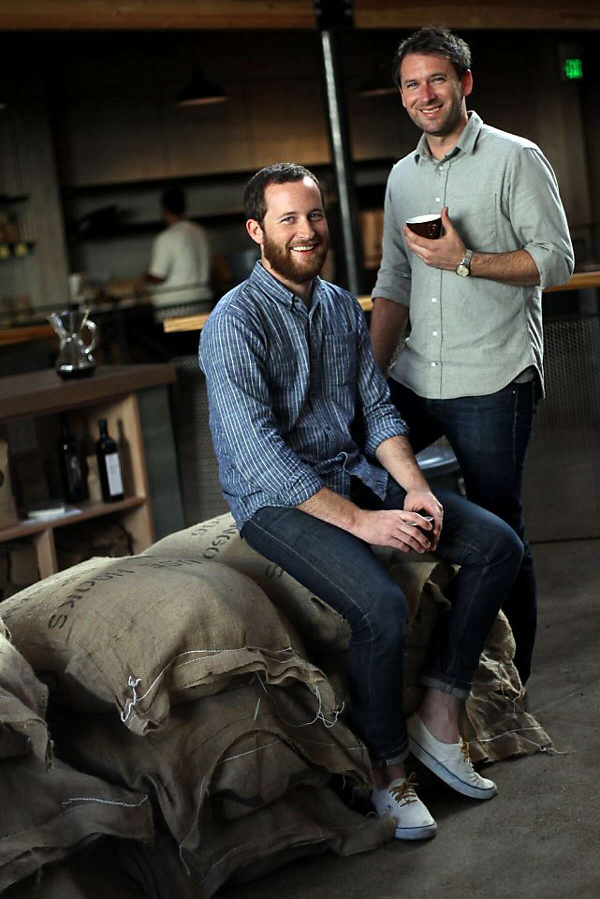Brothers and Sightglass co-owners, Justin and Jerad Morrison, inside the Coffee Bar and Roastery on Seventh Street in San Francisco, CA on November 1, 2011.