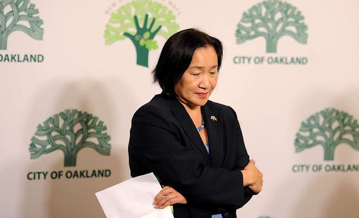 Oakland Mayor Jean Quan calls for Occupy Oakland protesters to voluntarily disperse following a murder at the camp's edge on Thursday, Nov. 10, 2011, in Oakland, Calif.