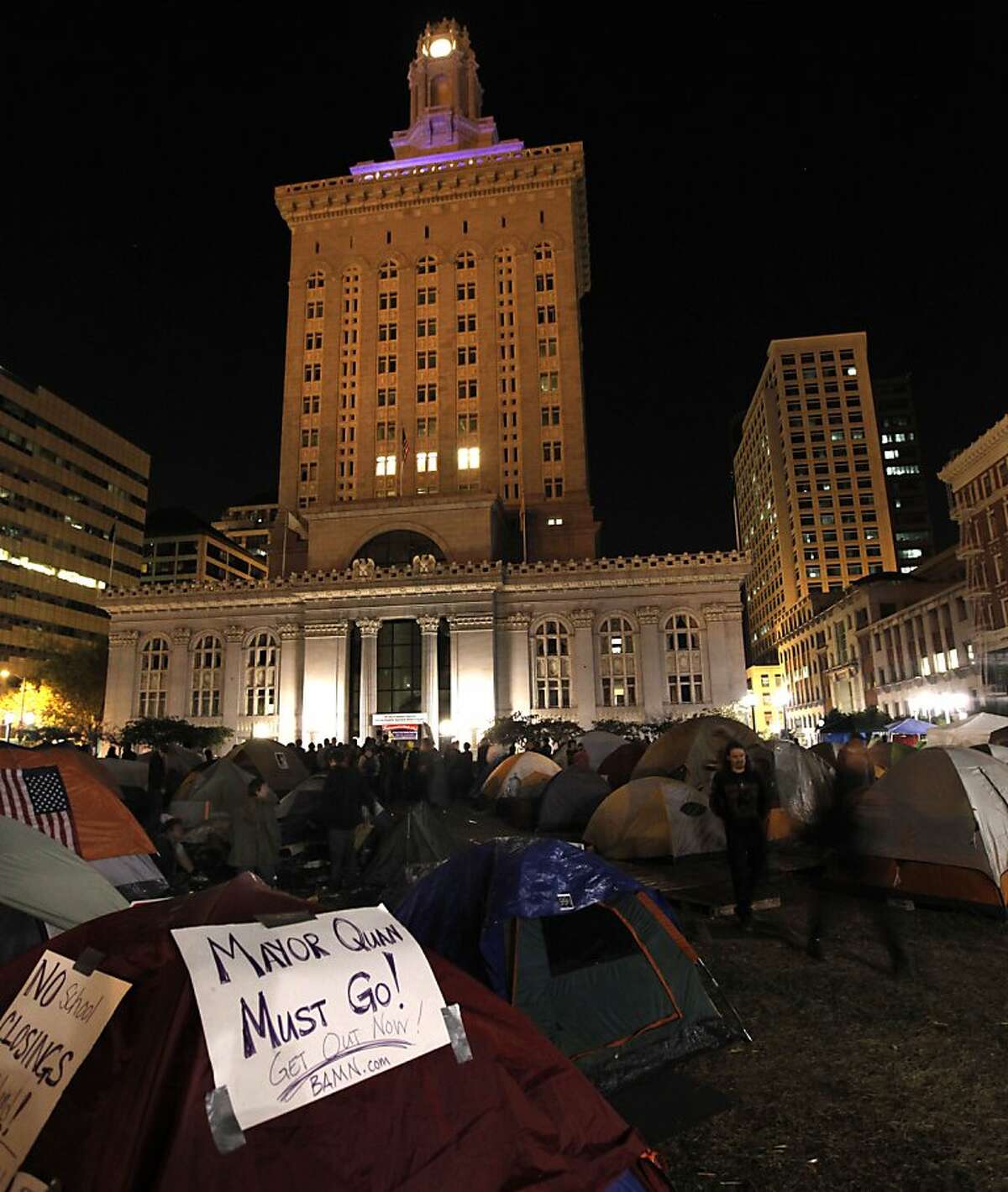 Occupy Oakland protesters continue to grow their encampment in Frank Ogawa Plaza in front of city hall in Oakland, Ca. on Saturday October 29, 2011.