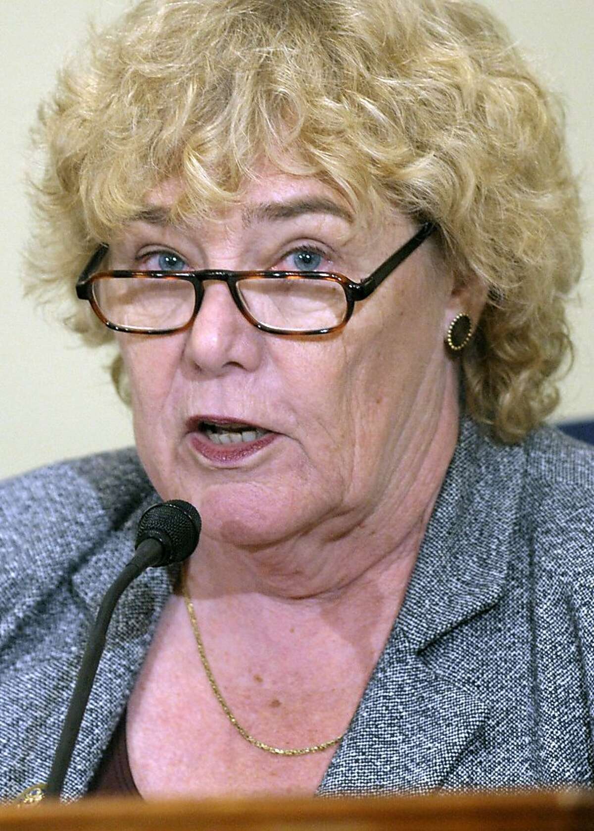 House Committee on Standards of Official Conduct Chair Rep. Zoe Lofgren, D-Calif., reads the verdict against Rep. Charles Rangel, D-N.Y., on Capitol Hill in Washington, Tuesday, Nov. 16, 2010. Rangel, once one of the most influential House members, was convicted Tuesday on 11 counts of breaking ethics rules and now faces punishment. (AP Photo/Cliff Owen Ran on: 02-28-2011 Zoe Lofgren, D-San Jose, and Wally Herger, R-Marysville, both voted for a Brazilian cotton subsidy. Ran on: 02-28-2011 Zoe Lofgren, D-San Jose, and Wally Herger, R-Marysville, both voted for a Brazilian cotton subsidy.