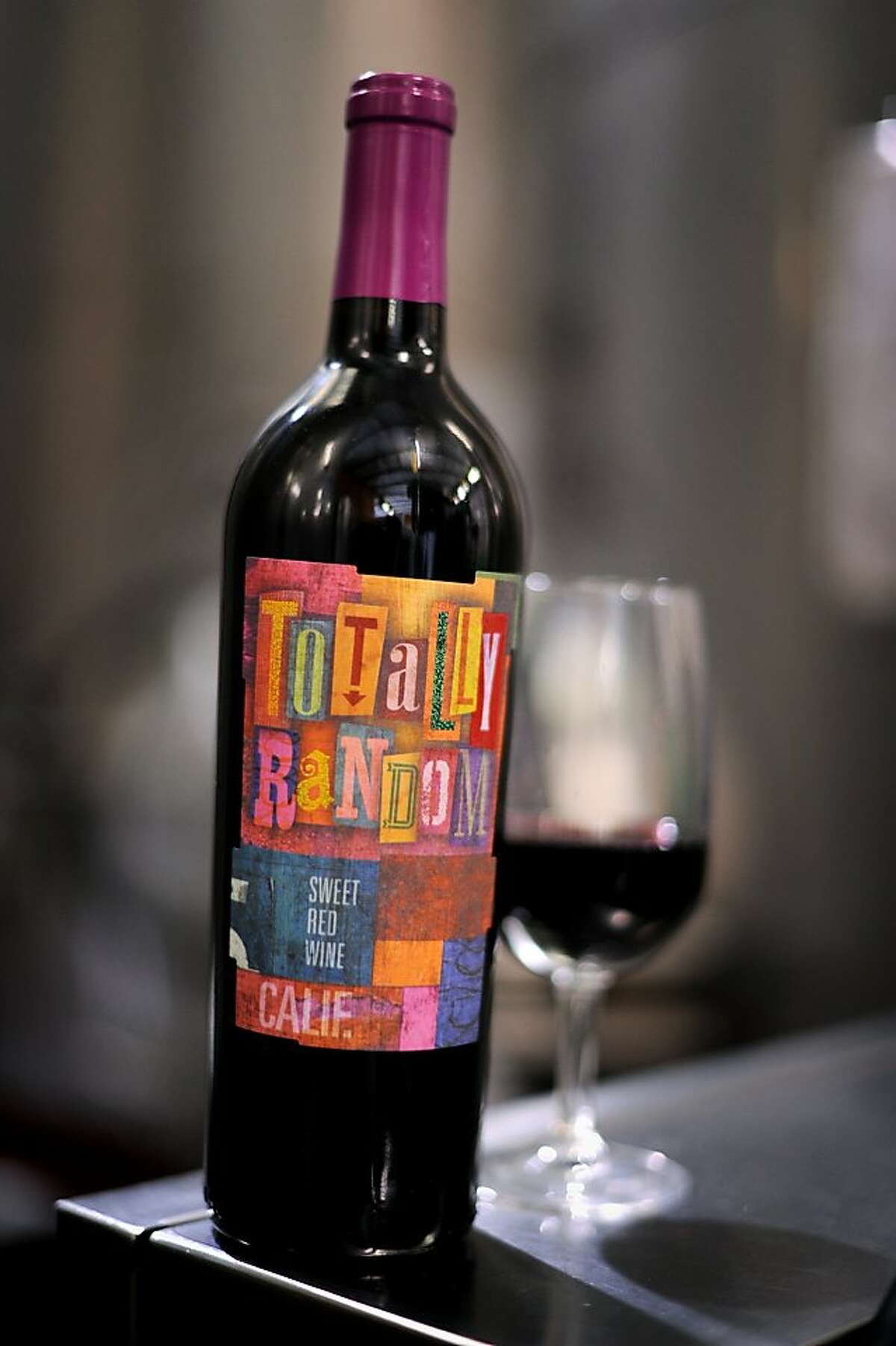 Totally Random, a sweet red wine created by Adler Fels Winery in Santa Rosa, California. The wine was created to attract the younger drinking market. September, 30 2011.