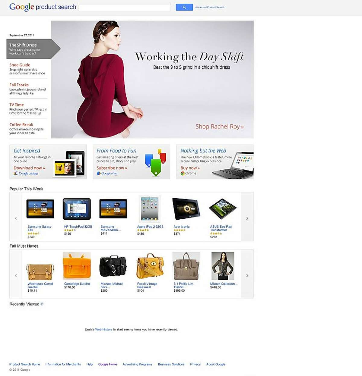 Google's new apparel product search "experience" homepage.