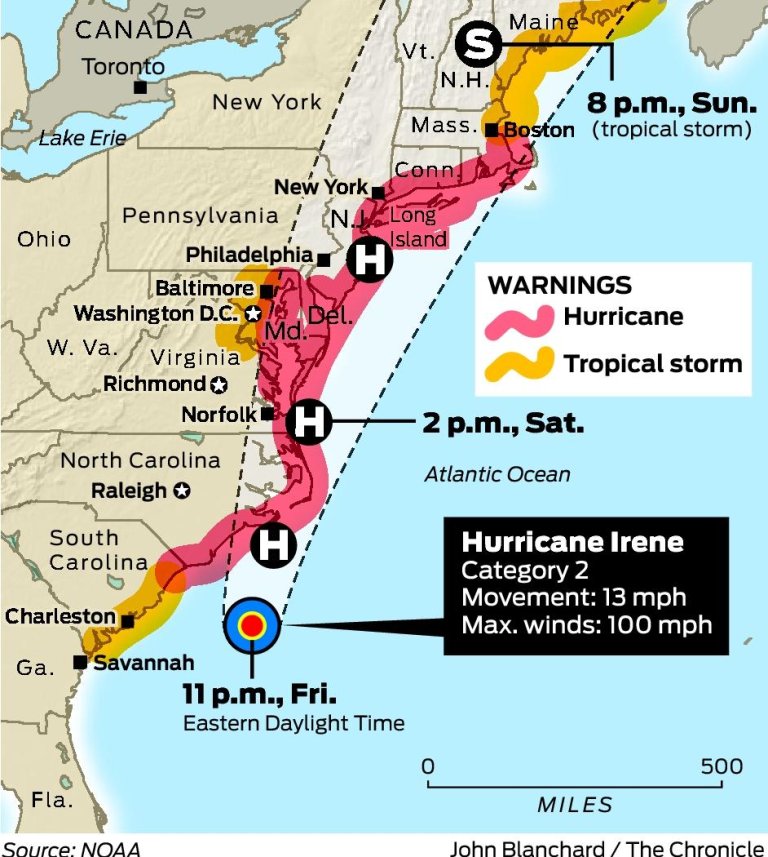 Hurricane Irene moves in - 2 million told to leave