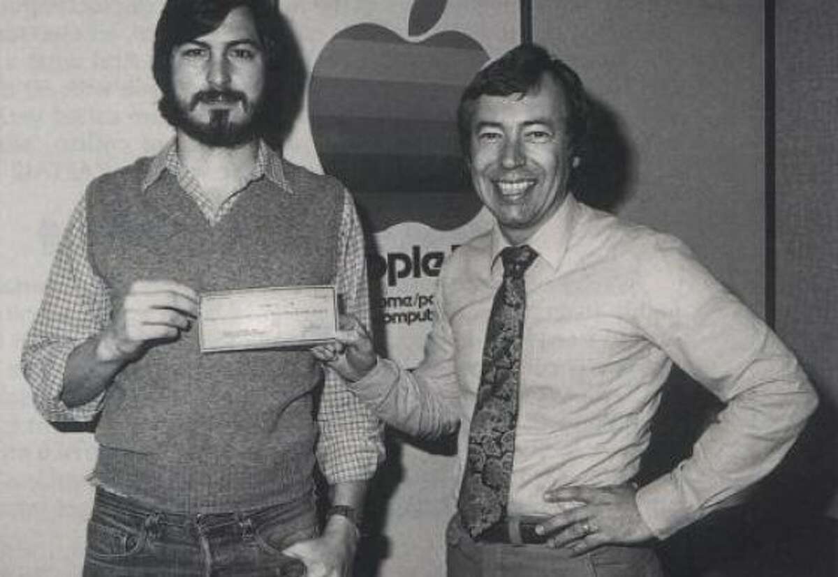 Steve Jobs receives an infusion of cash from venture capitalists Don Valentine and Mike Markkula, pictured here, to start Apple in the 1970s. 