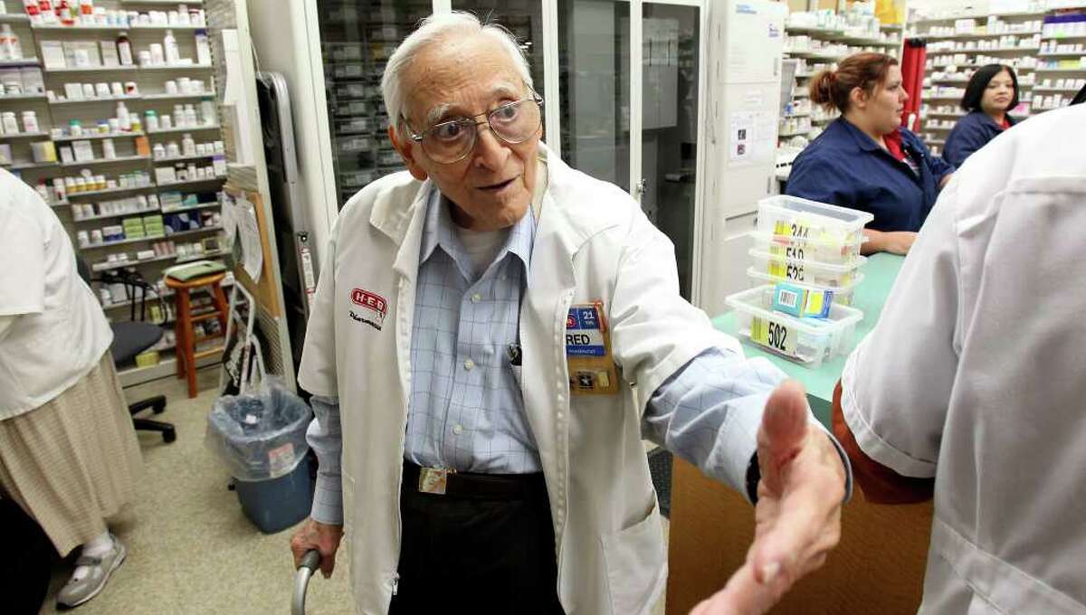 Alfredo Moreno, 92, has worked as an H-E-B pharmacist for 21 years after selling the family business, Moreno Pharmacy, in which he was a key figure for half a century.