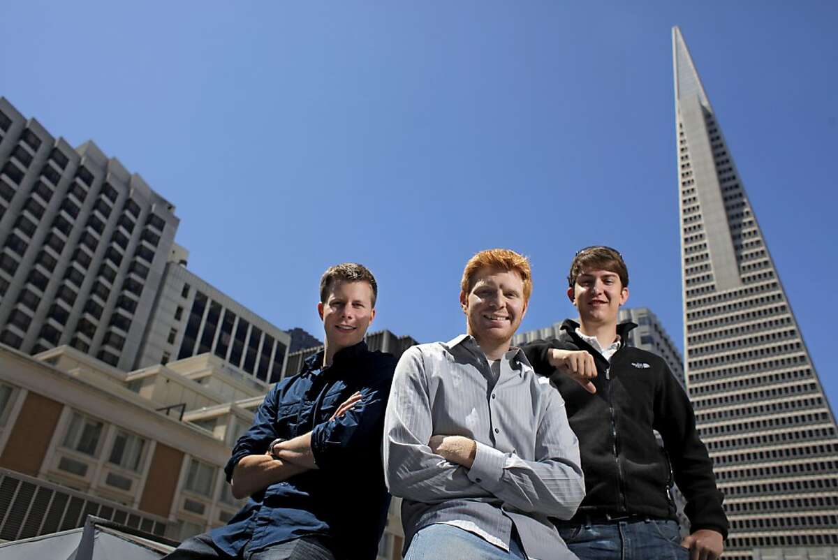 Weebly, a four-year-old start-up, whose co-founders Dan Veltri, left, Chris Fanini and David Rusenko and Dan Veltri, are stilling working out a business model for their popular self-publishing tool, Tuesday August 2, 2011, in San Francisco, Calif.