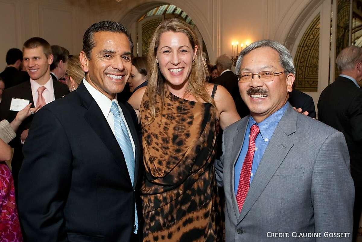 Keynote Speaker Los Angeles Mayor Antonio Villaraigosa with LCAV Executive Director Robyn Thomas and Mayor Ed Lee at the Legal Community Against Violence 18th anniversary dinner on July 14 at the Sheraton Palace Hotel in San Francisco.